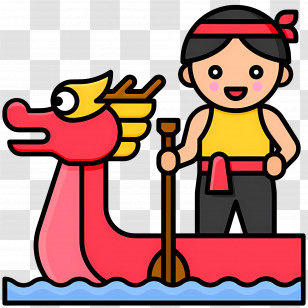 Dragon Boat Festival - Dragon Boat Festival With Paddler Transparent PNG