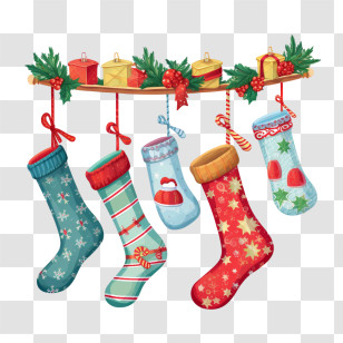 Christmas Stockings
 - Festive Christmas Stockings With Gifts Transparent PNG