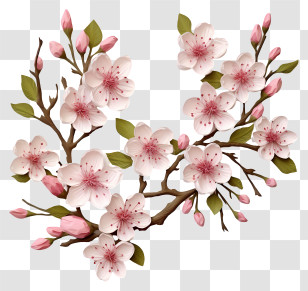 Blank Paper With Cherry Blossoms - Spring Blossoms On Branch Transparent PNG