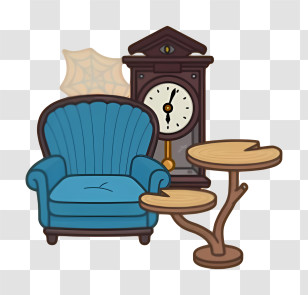 Toca Elements - Armchair With Clock And Table Transparent PNG
