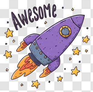 Awesome - Awesome Purple Rocket In Space Transparent PNG