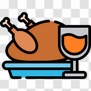 Turkey Food - Roasted Meat And Wine Illustration For A Perfect Dinner Transparent PNG