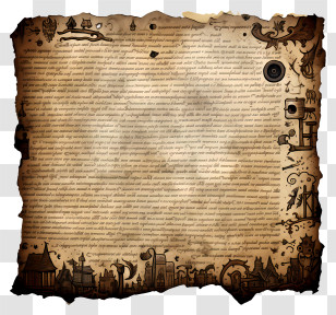 Doodle Style Old Paper - Ancient Text Map Transparent PNG