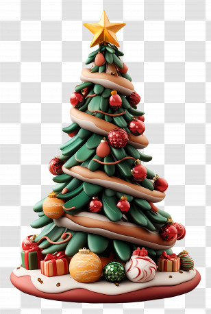 Christmas Sweet Tree - Beautiful Christmas Tree With Decorations Transparent PNG