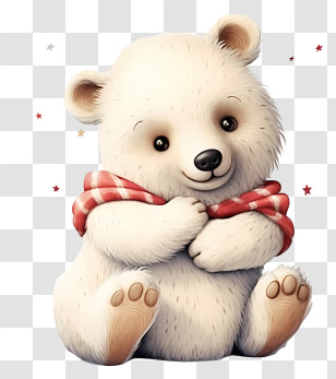 White Bear - Cartoon Bear With Scarf Transparent PNG