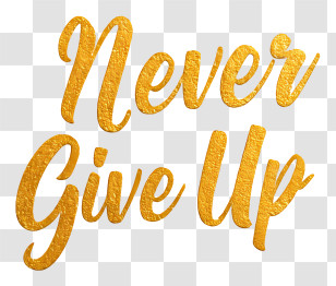 Never Give Up - Never Give Up Gold Lettering Transparent PNG