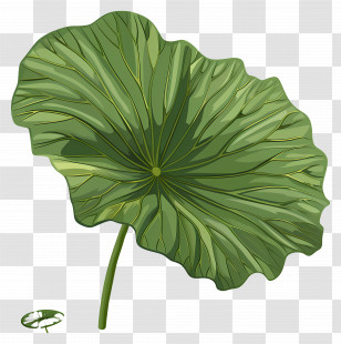 Lotus Leaf - Illustration Of A Green Lotus Leaf Transparent PNG
