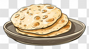 Naan Bread - Flatbread Illustration On Plate Transparent PNG