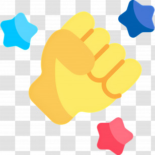 Courage - Yellow Fist Icon With Surrounding Stars Transparent PNG