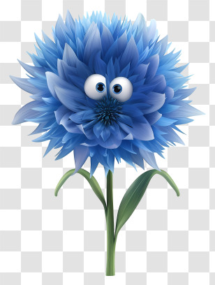 3d Cartoon Flowers - Funny Cartoon Blue Flower With Eyes Transparent PNG