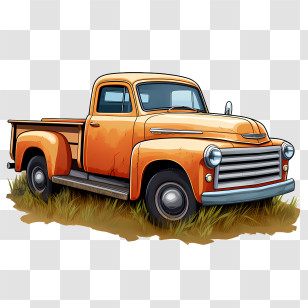 Vintage Truck - Vintage Style Orange Pickup Truck Illustration Transparent PNG