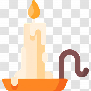 Candle Lighting - Orange Candle With Holder Transparent PNG
