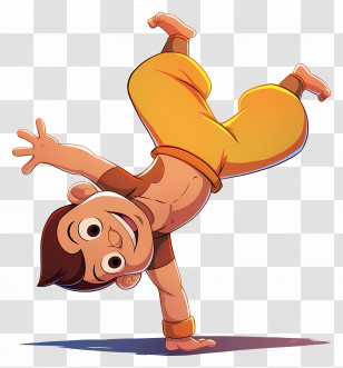 Chhota Bheem - Boy Acrobat Cartoon Character Handstand Transparent PNG