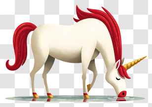 Unicorn Drinking Water - Unicorn Drinking From Water Transparent PNG