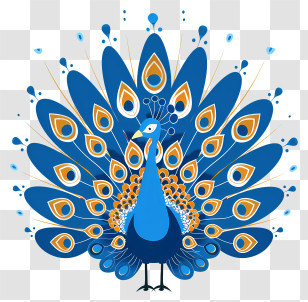 Blue Peacock - Blue Peacock With Vibrant Tail Transparent PNG