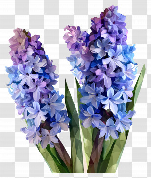 Digital Flower - Beautiful Blue Hyacinths In Bloom Transparent PNG