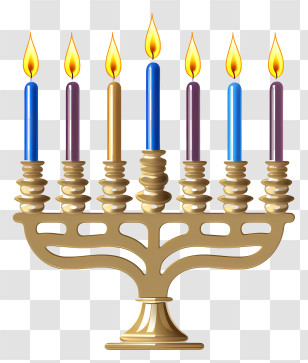 Hanukkah Menorah - Menorah With Hanukkah Candles Transparent PNG