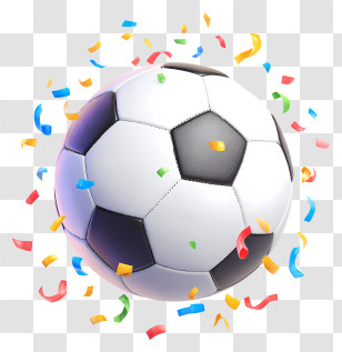 Soccer Ball With Confetti - Soccer Ball With Confetti Celebration Transparent PNG