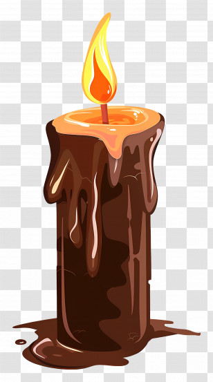 Candle With Fire - Illustration Of A Melting Wax Candle Transparent PNG
