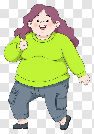 Obese Woman - Happy Woman In Green Sweater Transparent PNG
