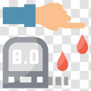 Blood Sugar - Blood Glucose Meter With Finger And Blood Drop Transparent PNG