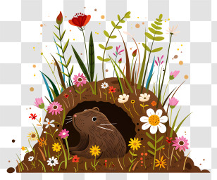 Mole Day - Animal In Flower Burrow Transparent PNG