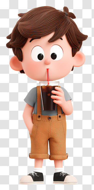 Boy Drinking Cold Brew Coffee - Boy Drinking Soda With Straw Transparent PNG
