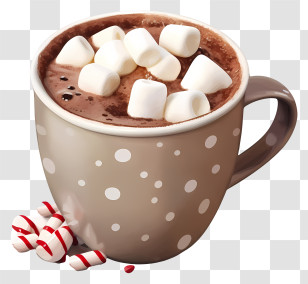 Hot Chocolate - Hot Chocolate With Marshmallows And Peppermint Candies Transparent PNG