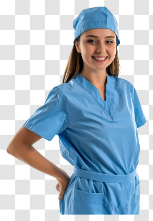 Nurse - Smiling Nurse Wearing Blue Medical Scrubs Transparent PNG