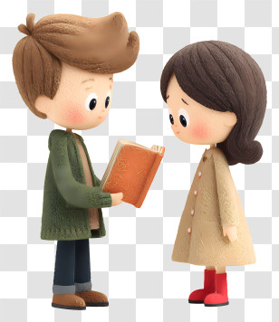 Boy Giving Book To Girl - Boy Reading A Book To A Girl Transparent PNG