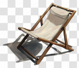 Deck Chair - Modern Deck Chair With Beige Fabric Transparent PNG