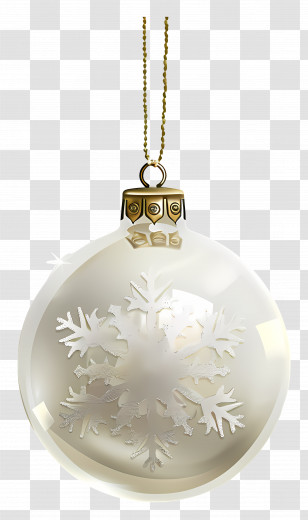 White Christmas Bauble - White Ornament With Snowflake Design Transparent PNG