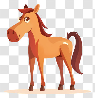 Cartoon Horse - Charming Cartoon Brown Horse Illustration Transparent PNG