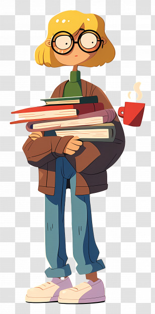 Female Teacher - Cartoon Character Carrying Books Illustration Transparent PNG