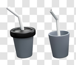 Airplane - Illustration Of Cups With Straws Transparent PNG