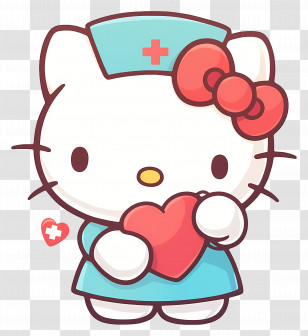 Hello Kitty Nurse - Caring Cartoon Nurse Cat Transparent PNG