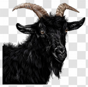 Black Goat - Realistic Black Goat With Horns Transparent PNG