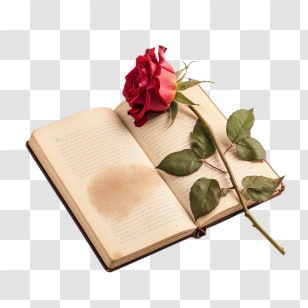 Rose Diary Book
 - Open Book With Red Rose On Pages Transparent PNG