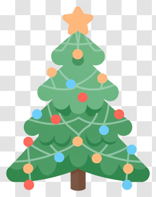 Christmas Tree - Decorated Green Christmas Tree With Ornaments Transparent PNG