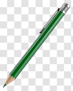 Green Pencil - Green Pencil With Metal Clip Transparent PNG