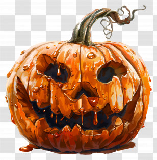Carved Pumpkin - Scary Halloween Pumpkin Illustration Transparent PNG