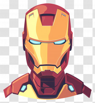 Iron Man Head - Red And Gold Robotic Helmet Design Transparent PNG