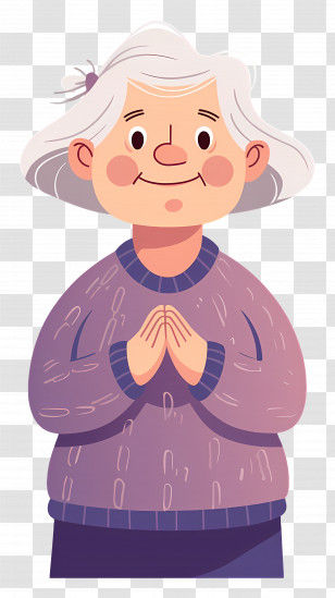Old Woman - Cartoon Illustration Of A Smiling Elderly Woman Transparent PNG