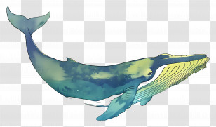 Blue Whale - Blue Whale Illustration With Oceanic Colors Transparent PNG