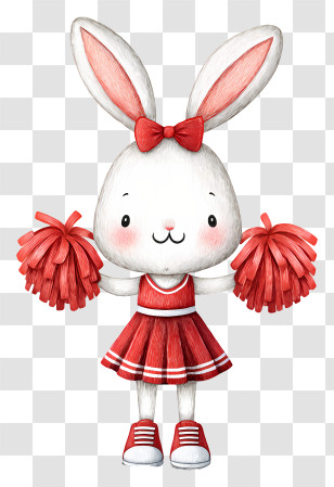 Cheerleader Bunny In Red Outfit - Cheerful Bunny Cheerleader Transparent PNG
