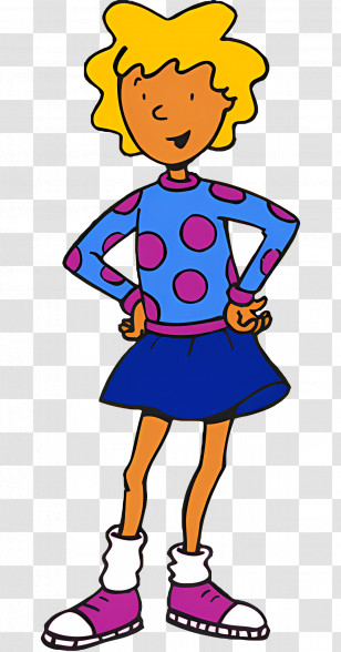 Cartoon Character - Blonde Girl In Polka Dot Sweater Cartoon Transparent PNG