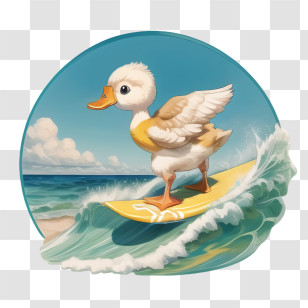 Ocean - Surfing Duck On Ocean Waves Transparent PNG