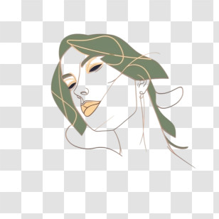 Hand Drawn Girl
 - Minimalist Line Art Face Transparent PNG