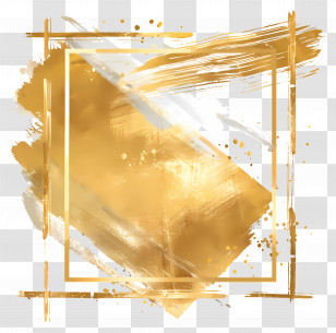 Golden Luxury Frame - Abstract Gold Brush Strokes Transparent PNG