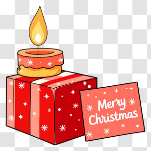 Christmas Candle - Gift Box With Christmas Card Transparent PNG